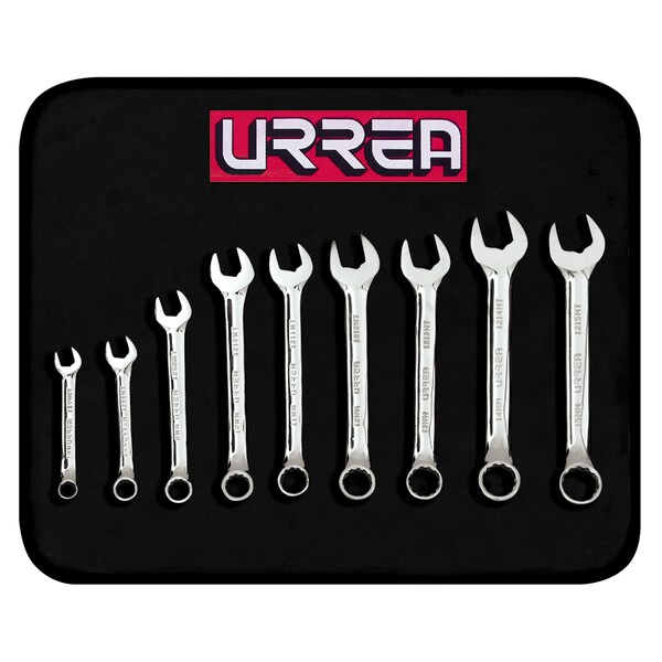 Full polished 12pt short combin wrench set 9pc metric
